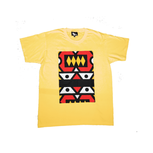 T-shirt in Yellow with Samakaka print. - MARAJJAS