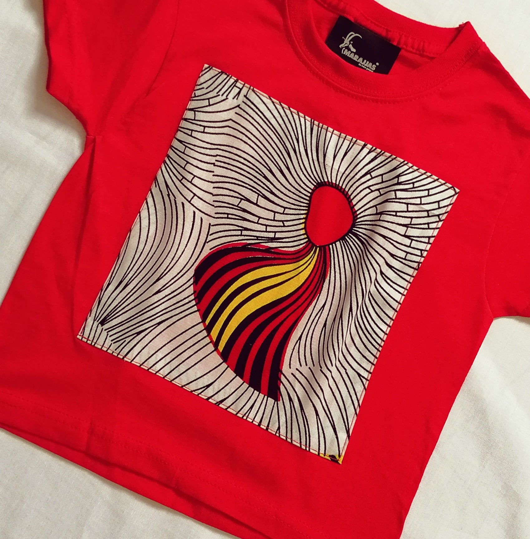 Kids T-shirt in red with red Ankara - MARAJJAS