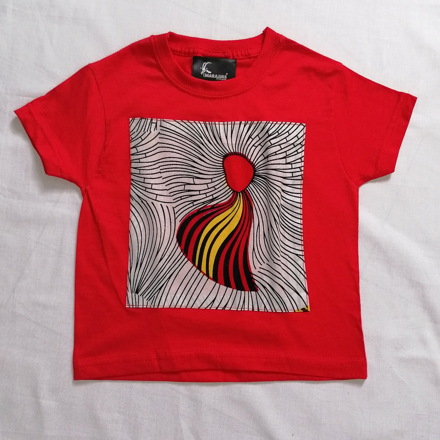 Kids T-shirt in red with red Ankara - MARAJJAS