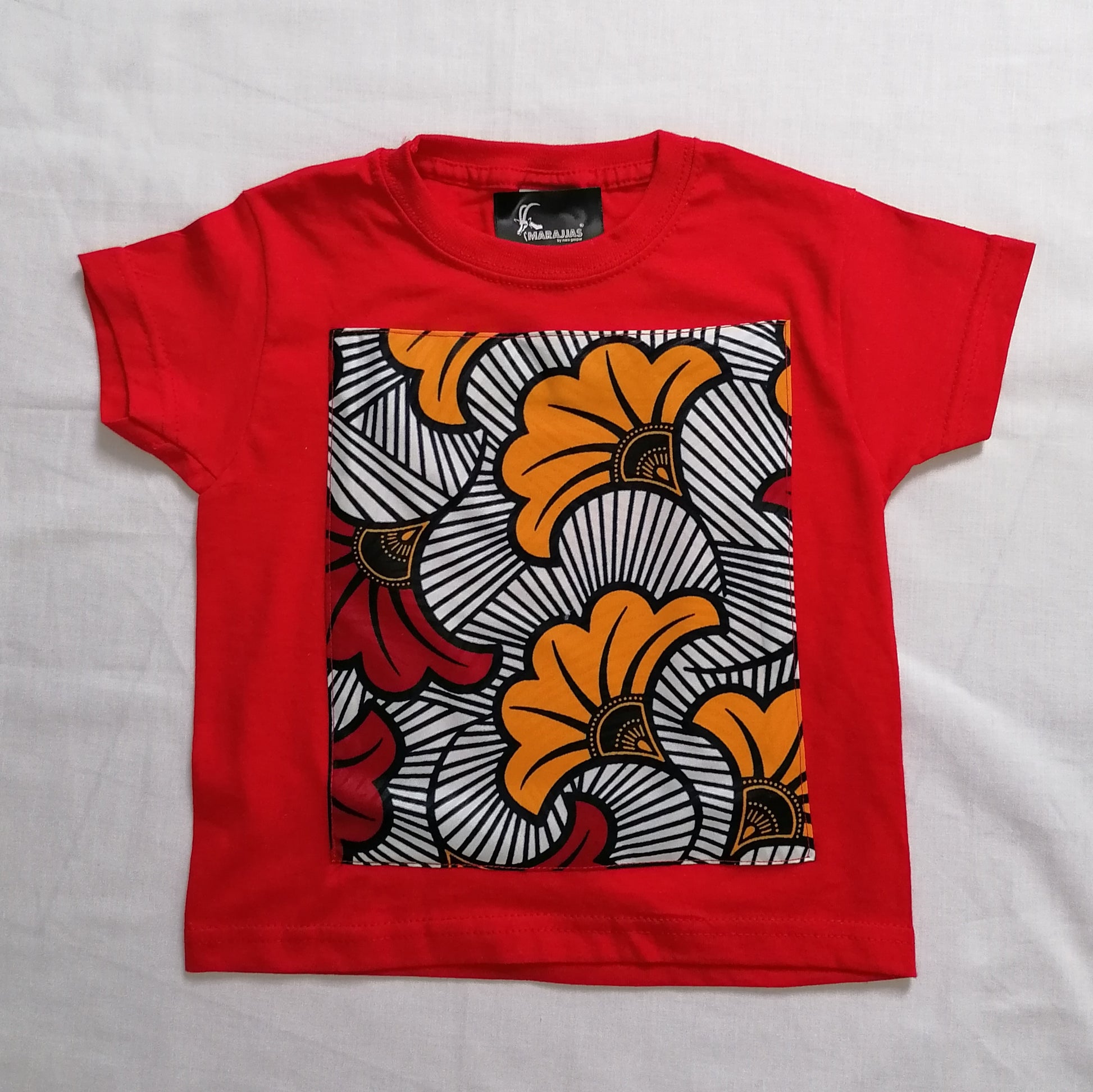 T-shirt in red with Yellow Ankara - MARAJJAS