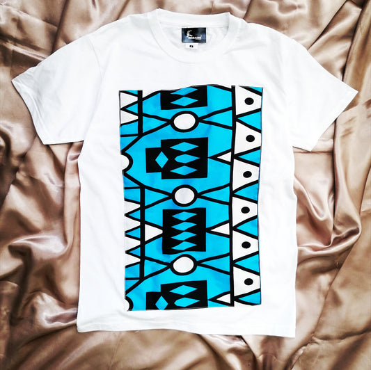 Kids T-shirt in White with blue Samakaka - MARAJJAS