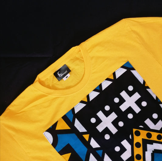 T-shirt in Yellow with Samakaka print. - MARAJJAS