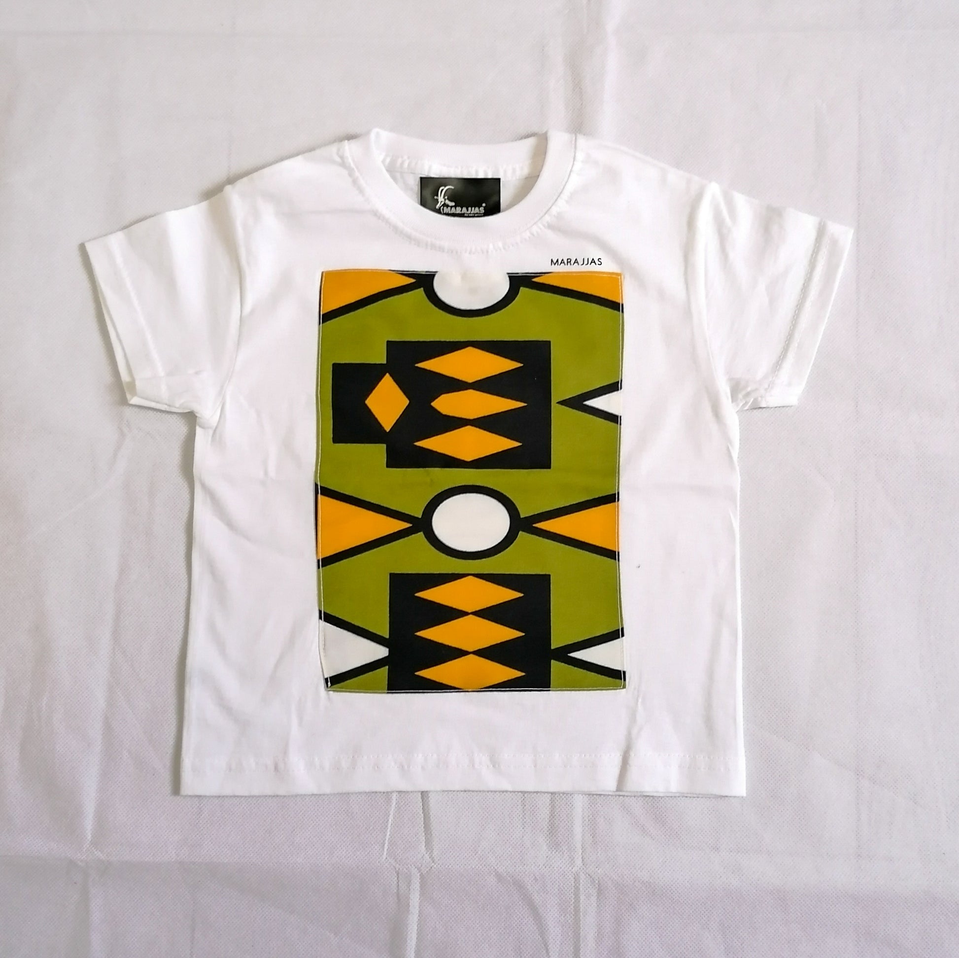 Kids T-shirt in White with dry green Samakaka - MARAJJAS